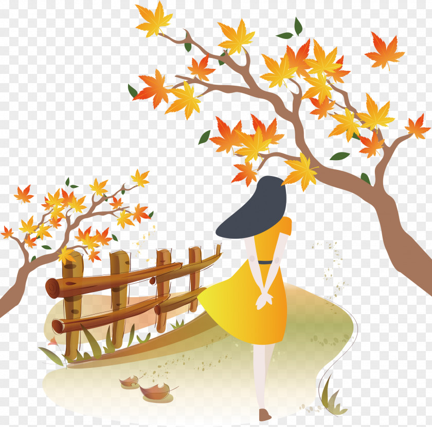 Autumn Landscape Decorative Patterns PNG