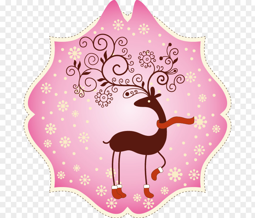 Cartoon Snowflake Deer Reindeer Christmas Card Greeting PNG