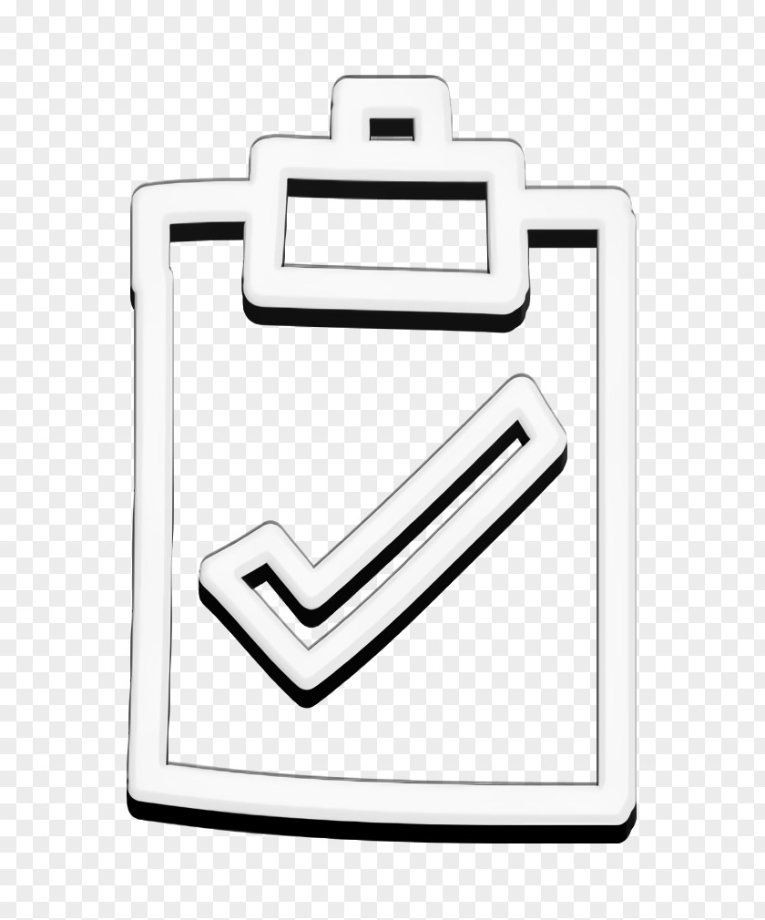 Hand Drawn Icon Clipboard Completed Tasks Sign With Verification Mark PNG