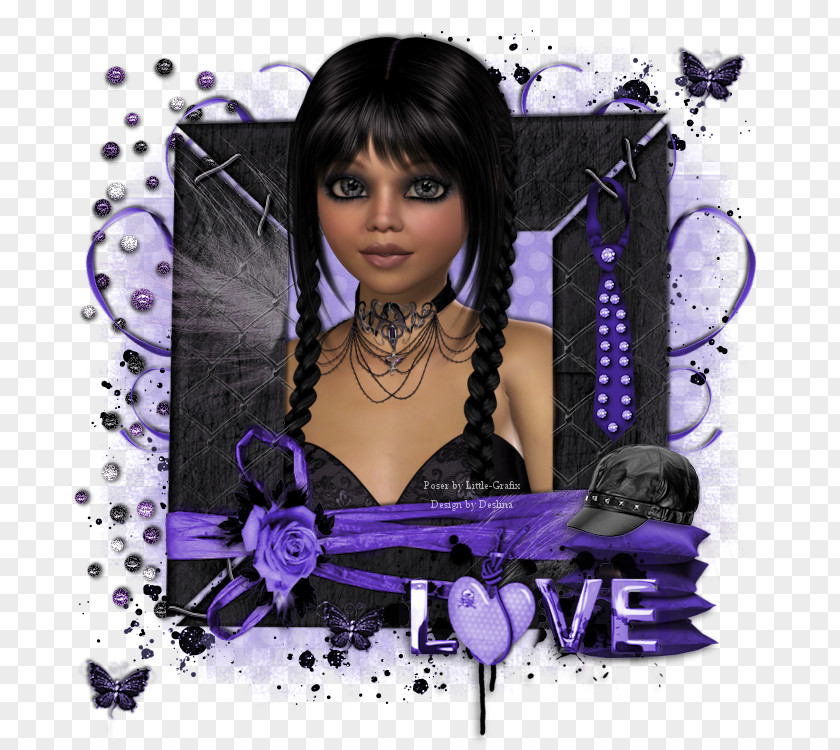 Purple Love Black Hair PNG