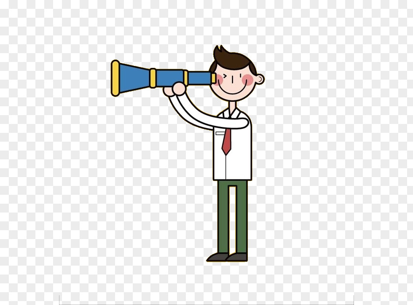 The Man With Telescope Cartoon Small Clip Art PNG