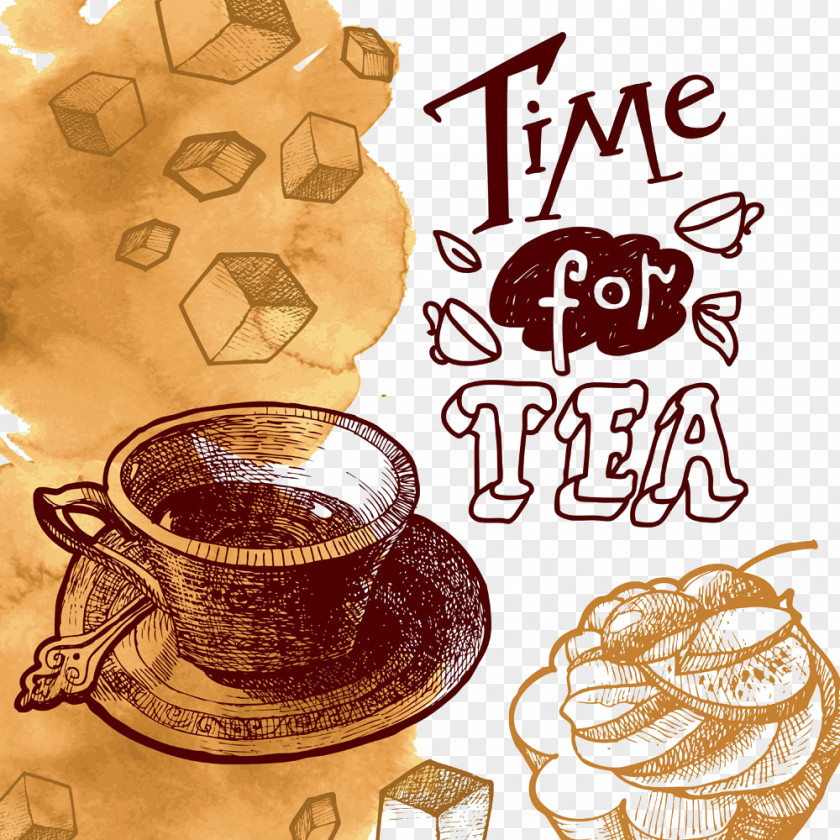 Vintage Tea Party Coffee Illustration PNG