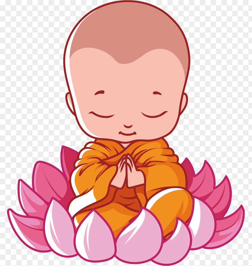 Vector Child Seat Lotus Figures Vesak Buddhism Cartoon Buddhas Birthday PNG