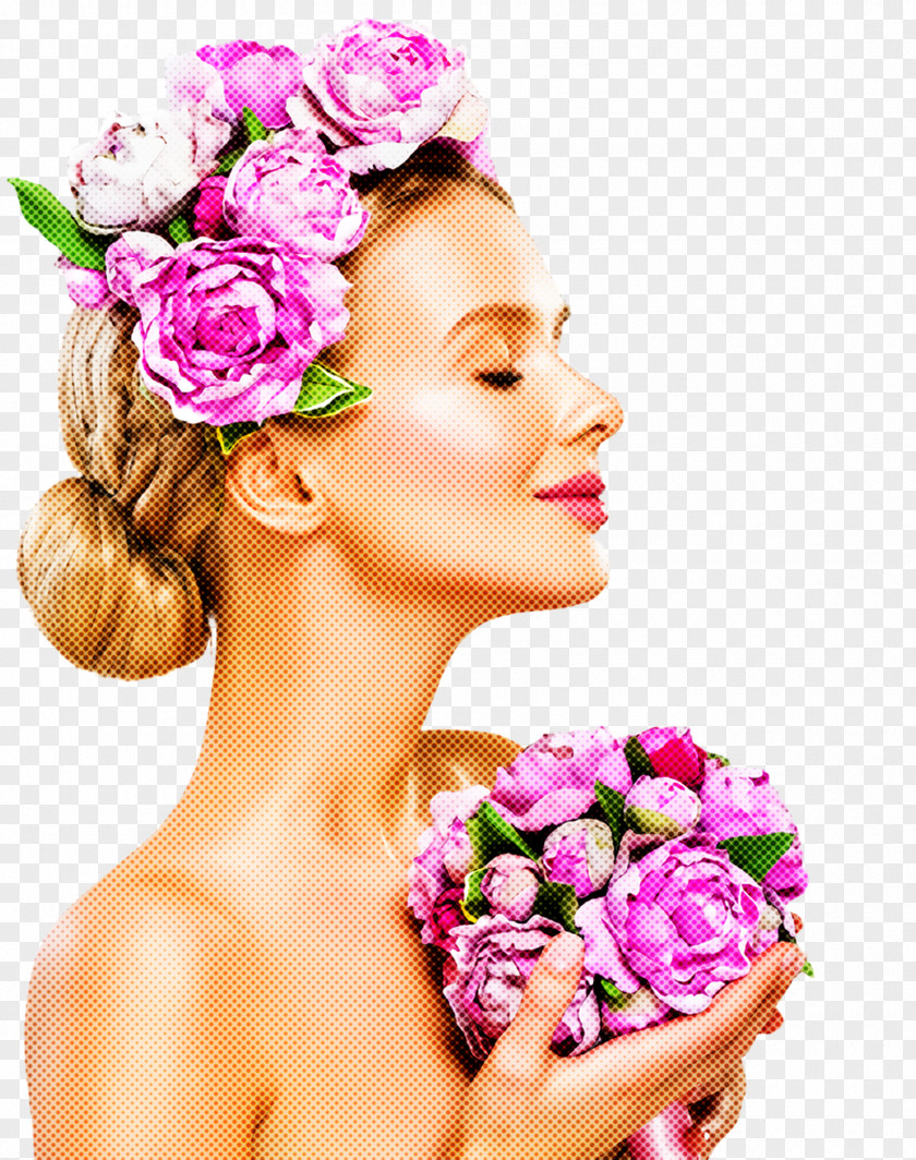 Headpiece Plant Hair Flower Pink Beauty Skin PNG