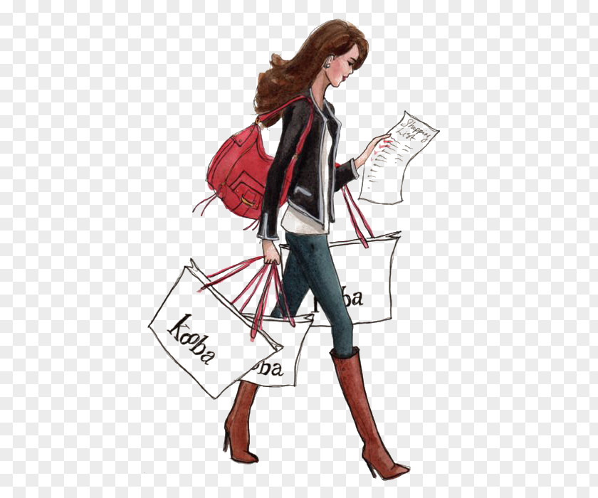 Shopping Woman Fashion Drawing Personal Shopper Sketch PNG