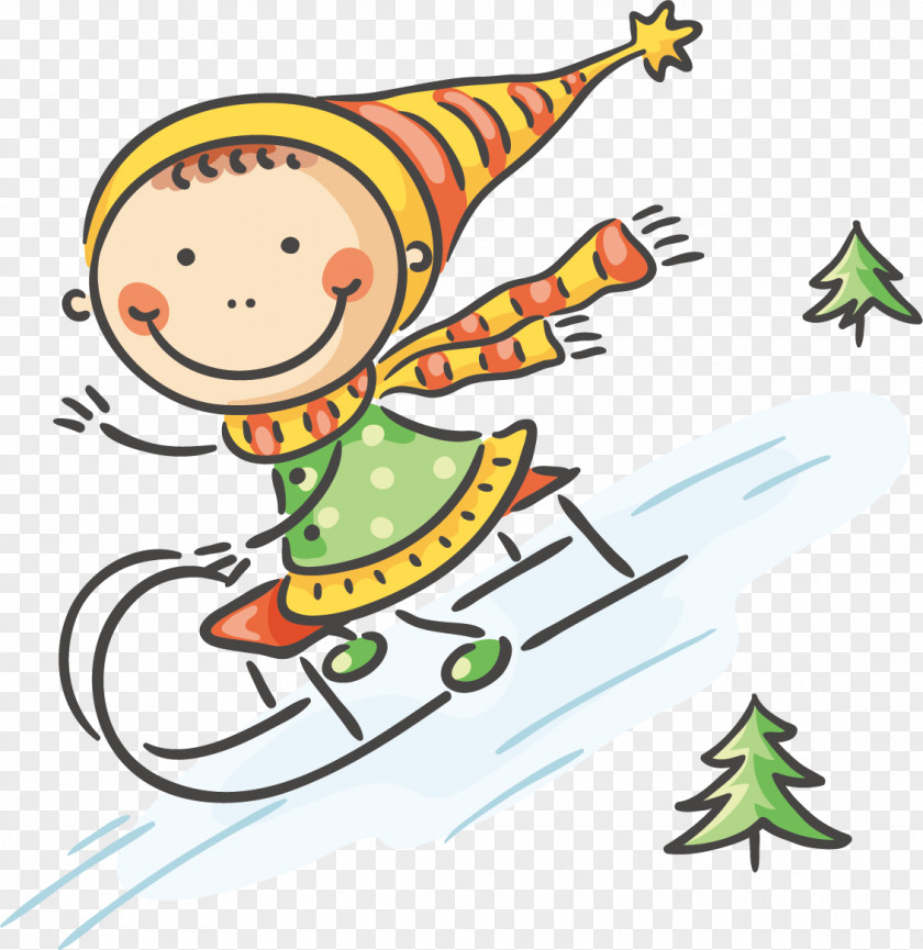 Children Skating Winter Material Cartoon Child Illustration PNG