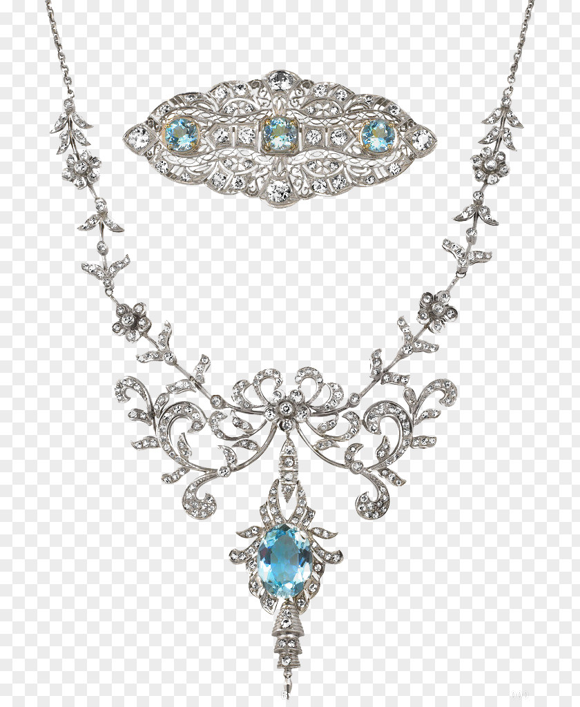 Creative Necklace Jewellery Aquamarine Birthstone Estate Jewelry PNG