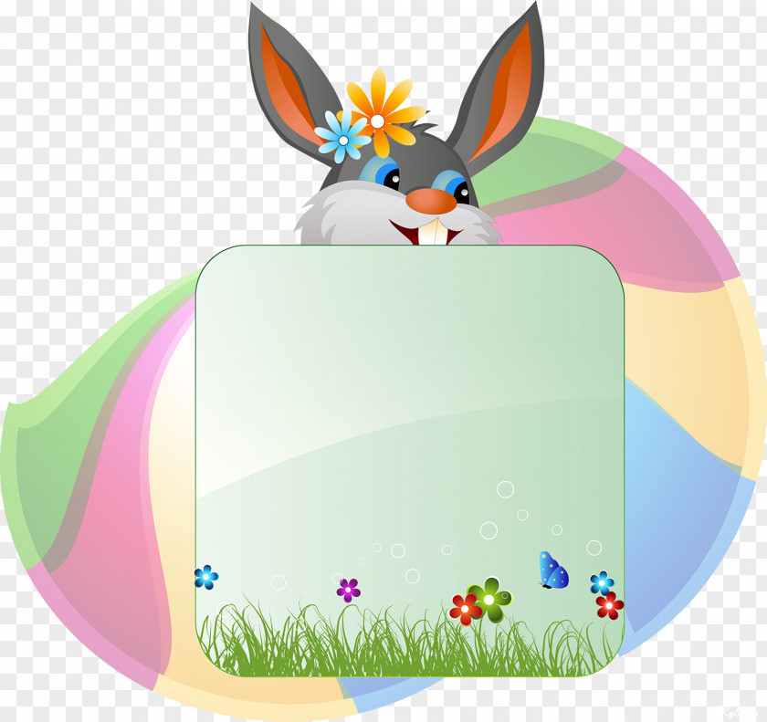 Easter Flowers Bunny Rabbit Hare Clip Art PNG