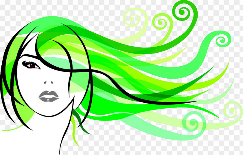 Flowing Hair Green Vine PNG