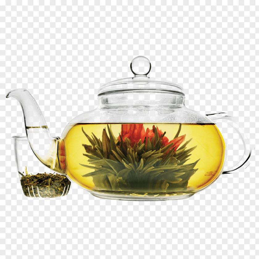 Flower Tea Flowering Green Infuser Teapot PNG