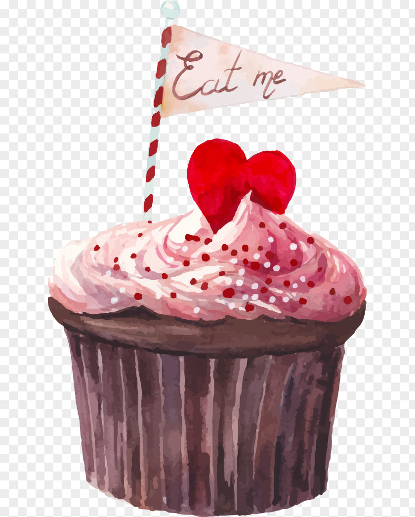 Watercolor Painted Chocolate Cake Cupcake Painting Drawing Photography PNG