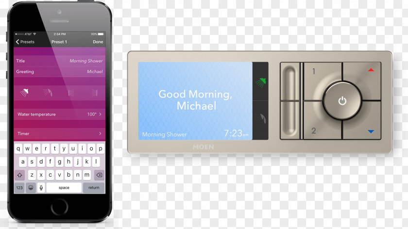 Shower Feature Phone Pressure-balanced Valve Moen Thermostatic Mixing PNG