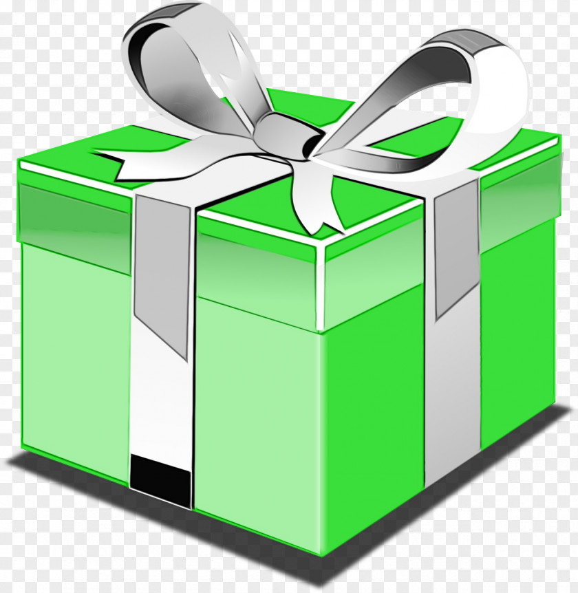 Party Favor Box Green Ribbon Clip Art Present Symbol PNG