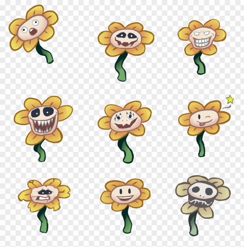 Flowey Undertale Floral Design Drawing PNG