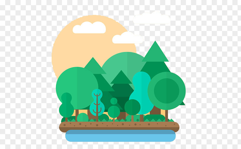 Forest Background Flat Design Apartment PNG