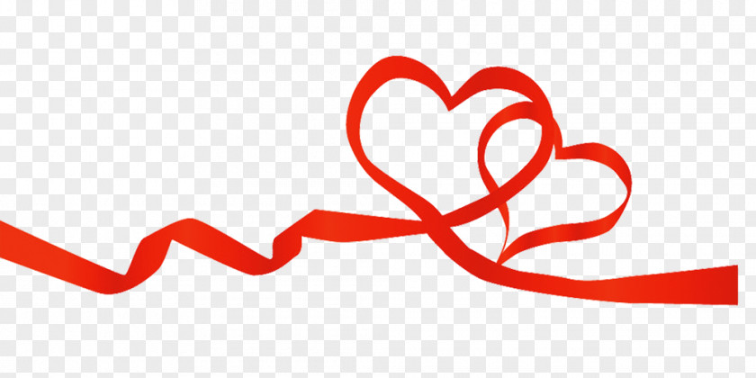 Red Ribbon Heart Valentines Day Clip Art PNG