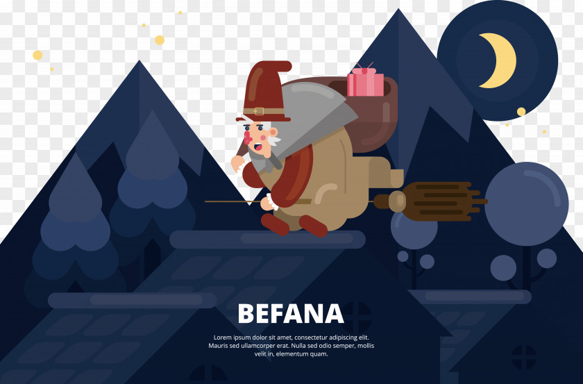 Cartoon Witch Befana Witchcraft Broom Illustration PNG