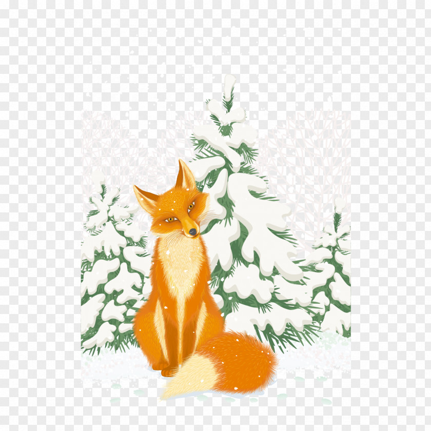 Vector Snow Little Fox Red Arctic Illustration PNG