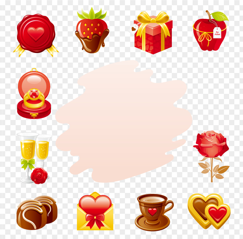 Hand-painted Red Heart-shaped Boxes Of Chocolate Cake Love Clip Art PNG