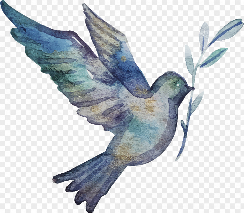 Vector Hand-painted Watercolor Bird Communion PNG