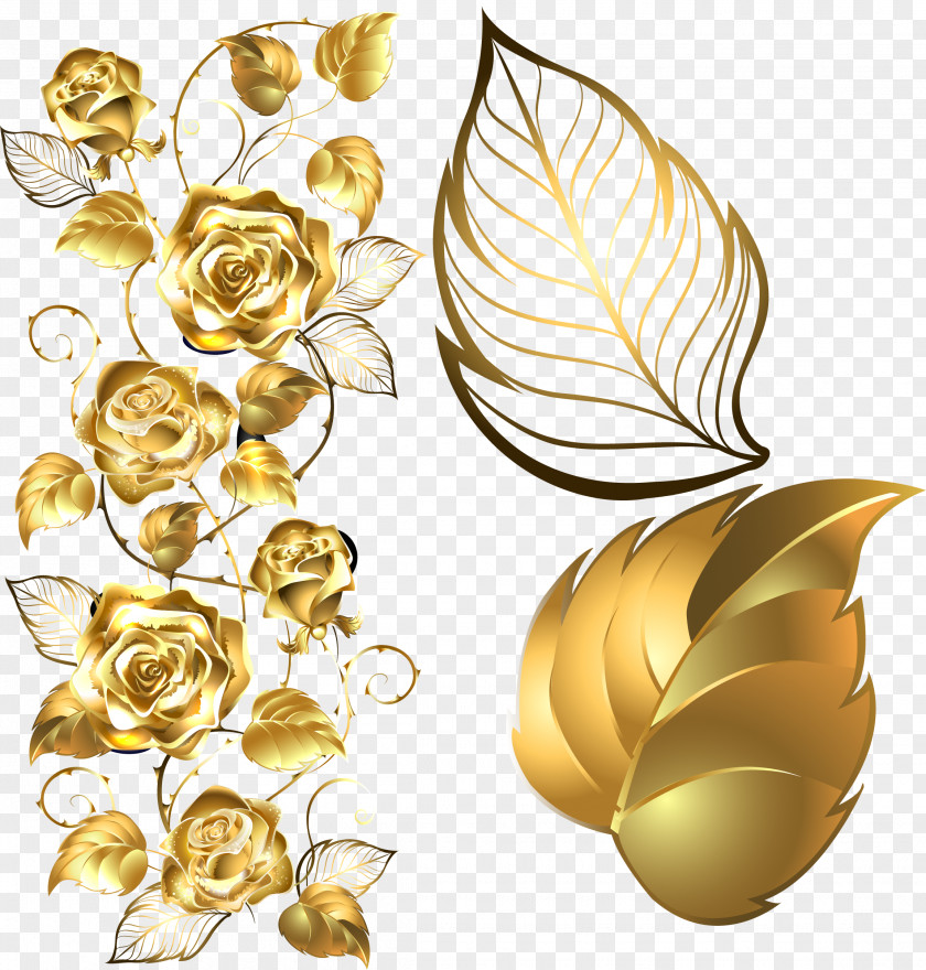 Golden Rose Decorative Elements Beach Flower PNG