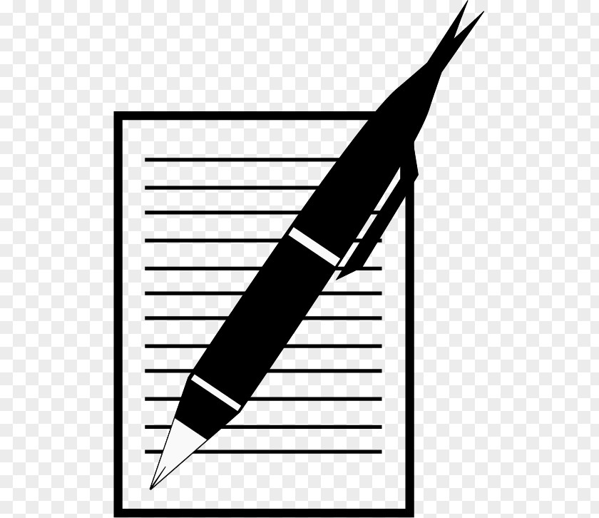 Vector Pen And Paper Printing Writing Black White Clip Art PNG