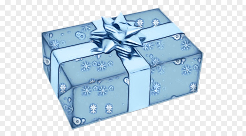 Present Blue Gift Wrapping Box Party Favor PNG