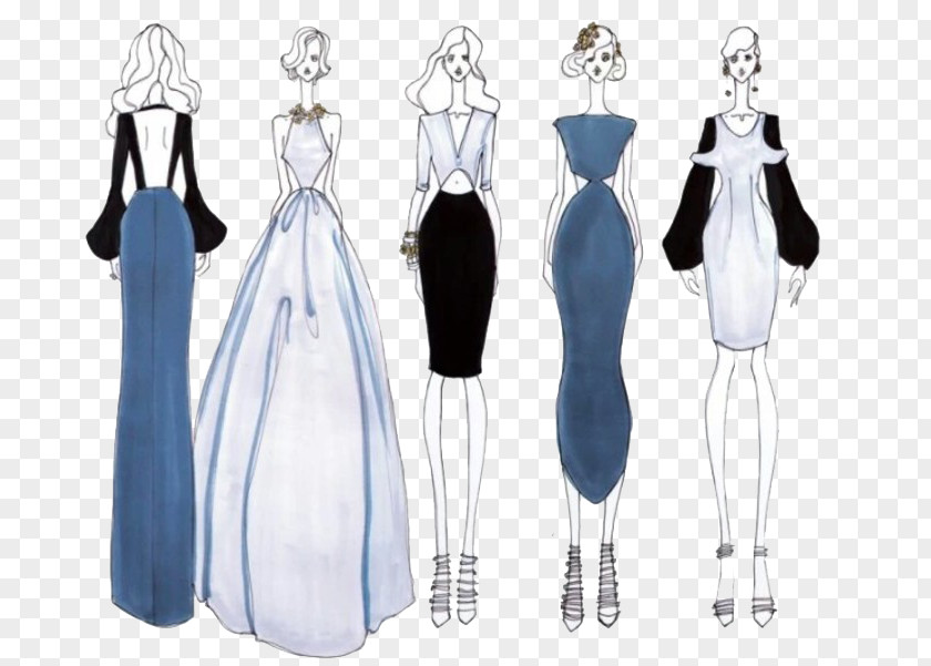 Women's Dress Design Manuscript Fashion Illustration PNG