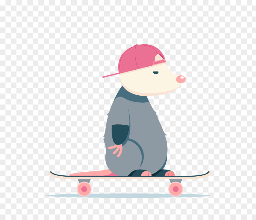 Mouse Sports Equipment Skateboard Pink Cartoon Skateboarding Recreation PNG