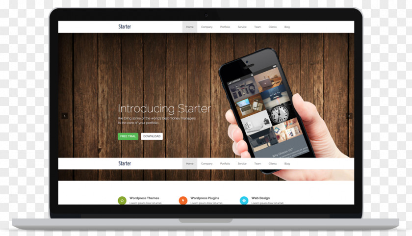 WordPress Responsive Web Design Theme MacBook Pro PNG