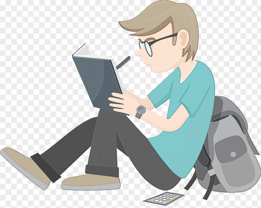 Animation Reading Cartoon Sitting Clip Art PNG