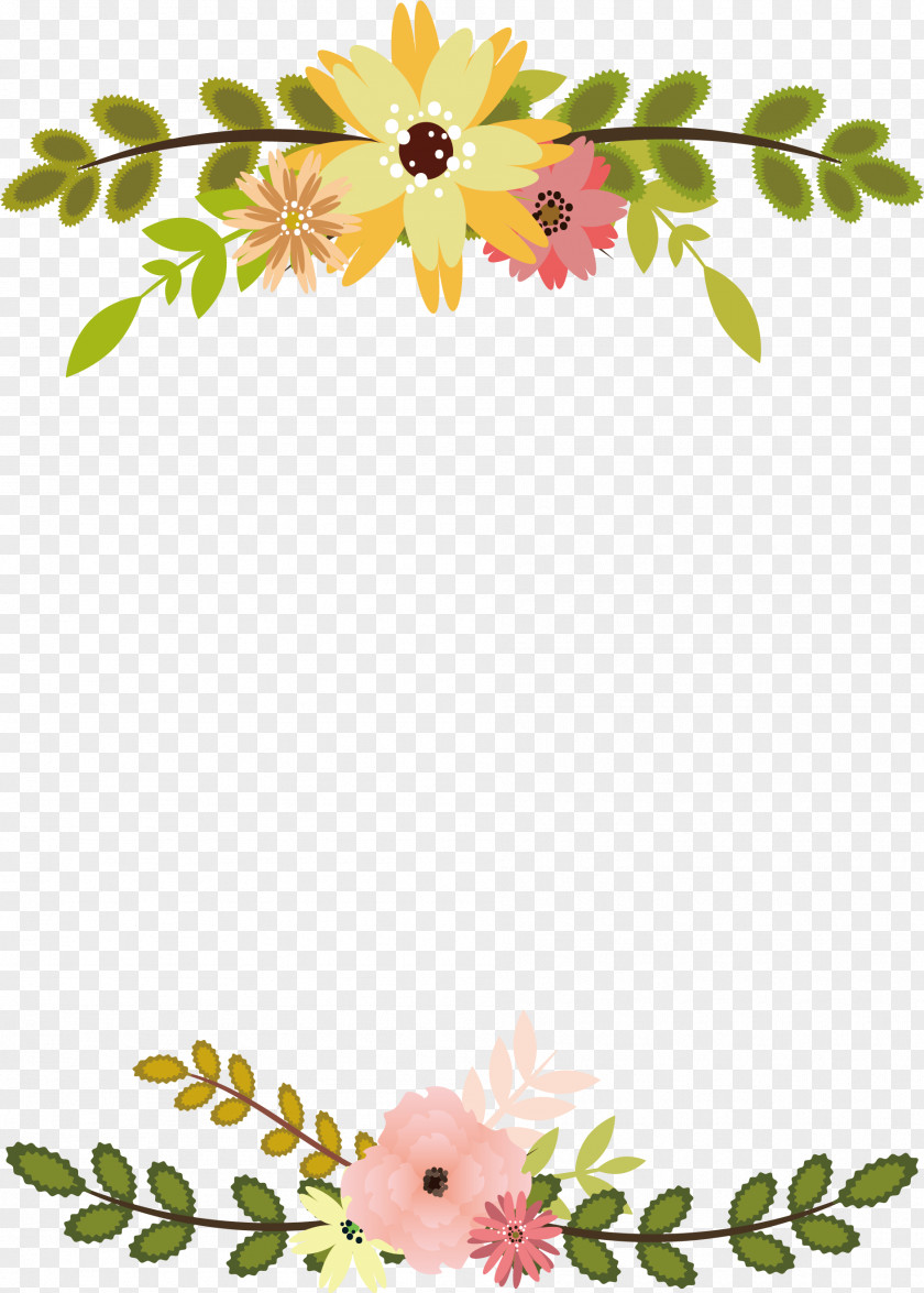 Bouquet Of Flowers Decorated With Borders Flower Leaf Floral Design PNG