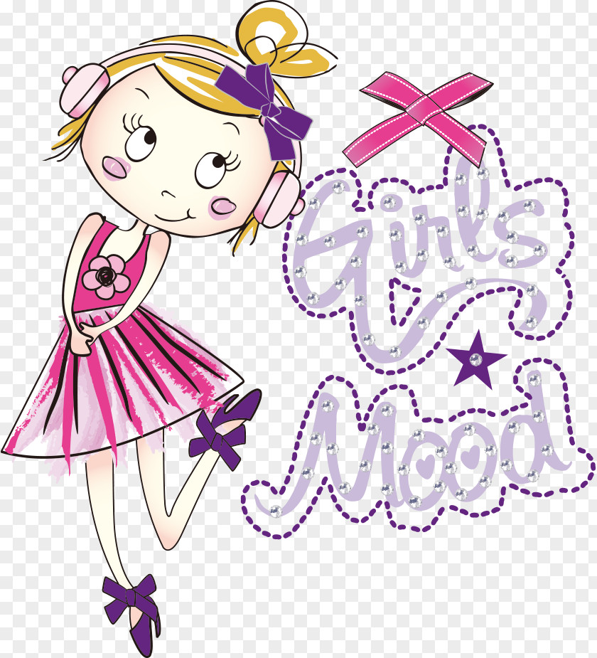 Vector Cute Girls Drawing Illustration PNG