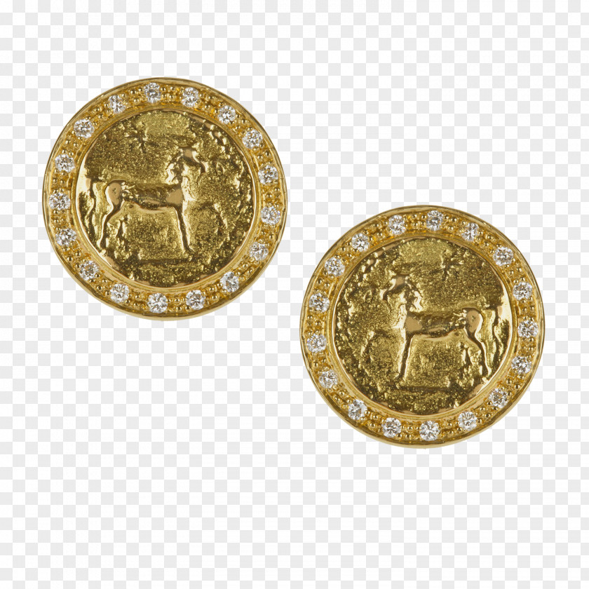 Golden Ear Gold Coin Earring Diamond Silver PNG