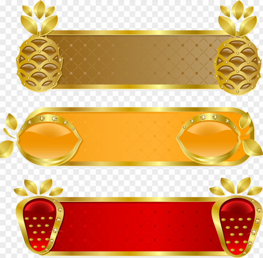 Diamond Pineapple Mango And Strawberries Picture Frame Gold Royalty-free Clip Art PNG