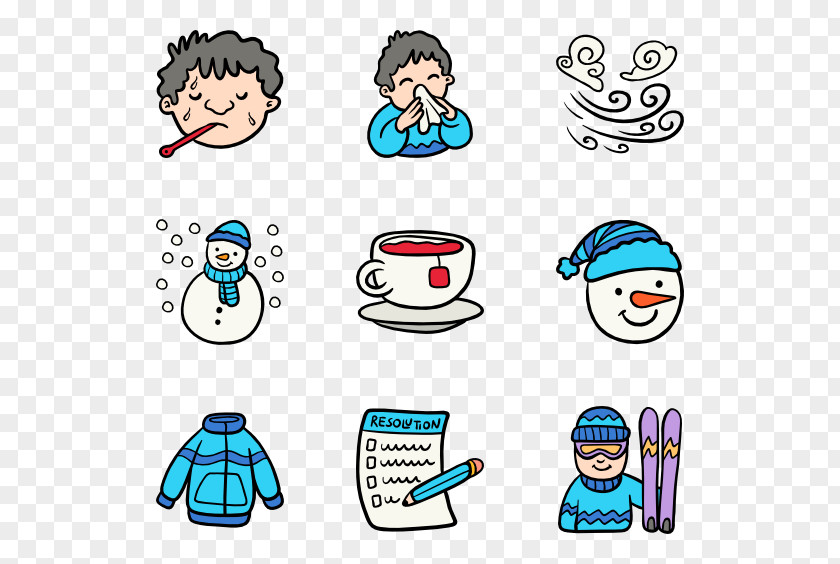 Hand Drawn Color Emoticon Clip Art PNG