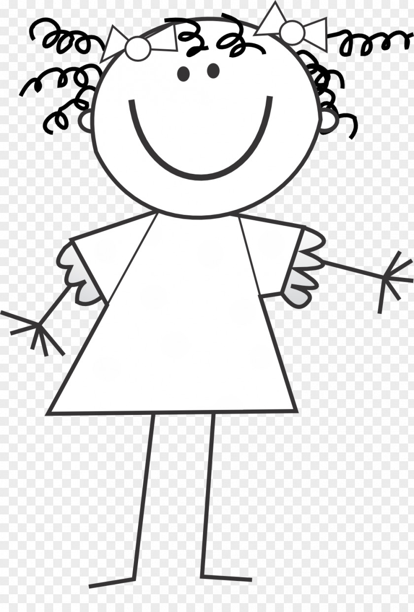 Kids Black And White Stick Figure Clip Art PNG