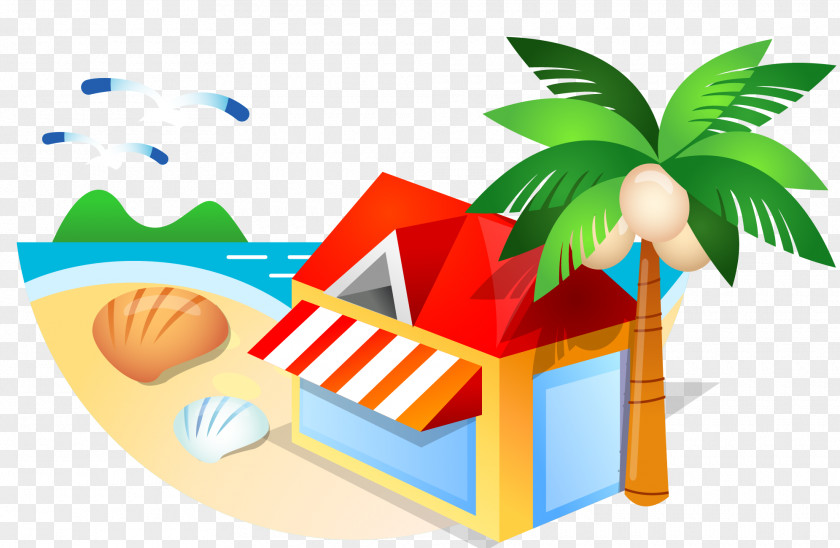 Vector Material Beach Huts Sandy Hut PNG