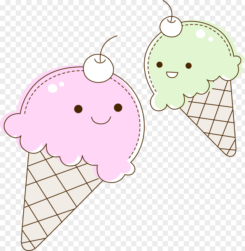 Cartoon Ice Cream Cones Matcha PNG