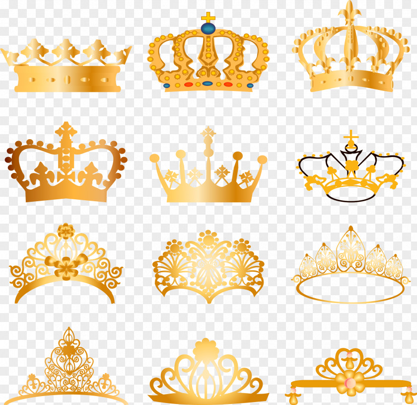 Vector Material European Royal Golden Crown Clip Art PNG