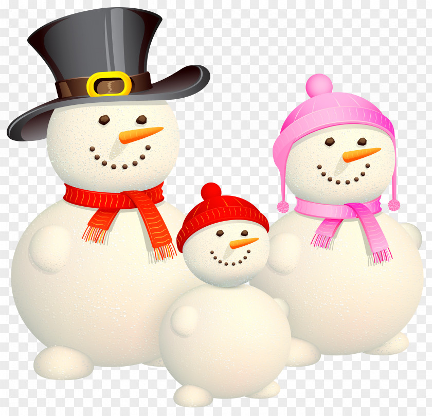 A Snowman Christmas Family Illustration PNG
