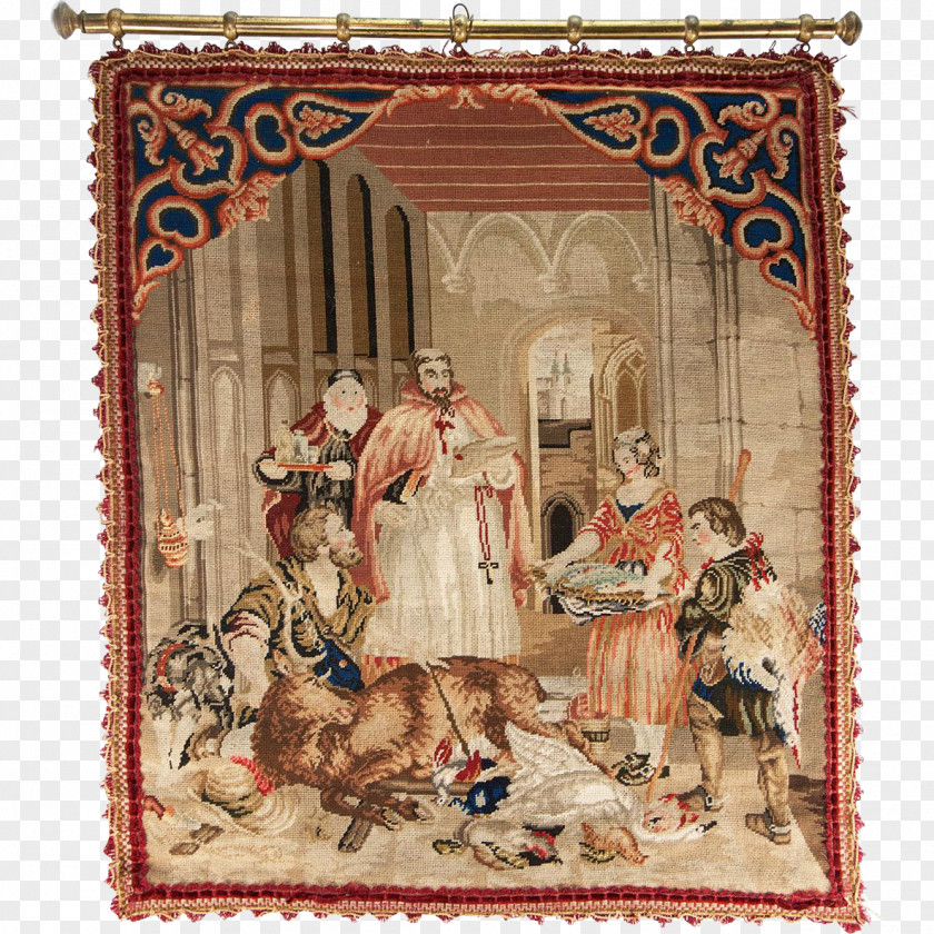 Tapestry Needlepoint Needlework Antique Textile PNG