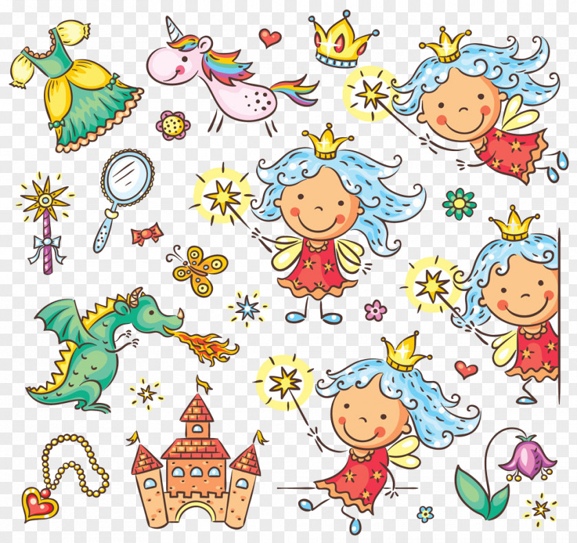 Cute Little Fairy Collection Cartoon Magic Wand Illustration PNG