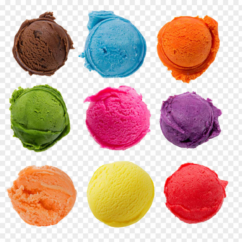 Colored Ball Ice Cream Sundae Waffle Scoop PNG