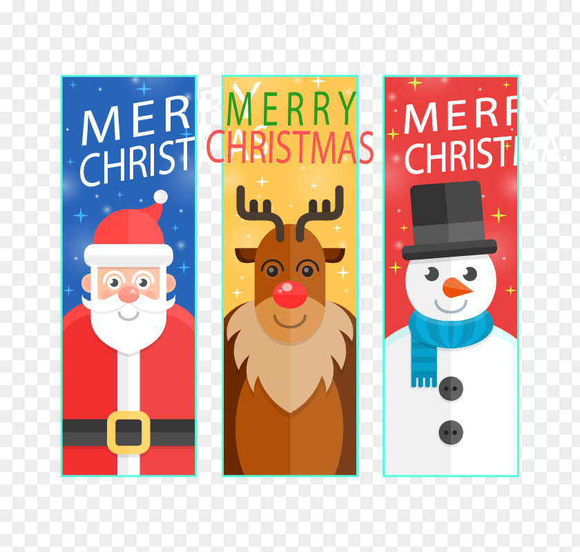 Vector Christmas Card Santa Claus Snowman PNG
