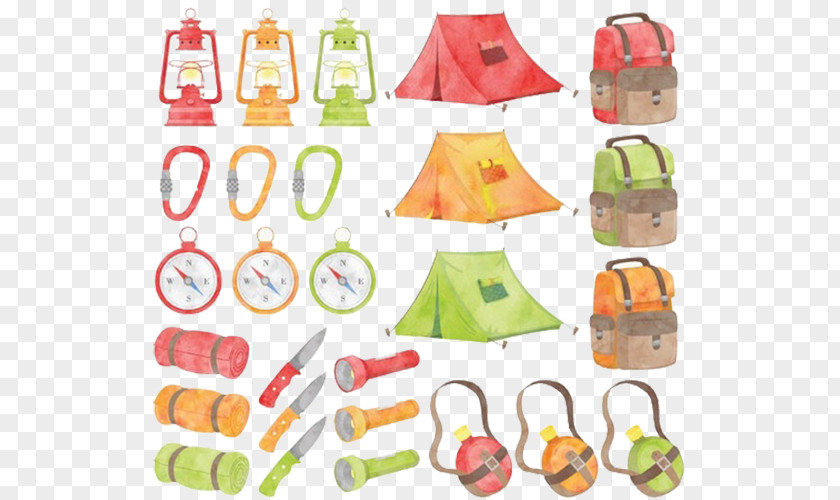 Field Equipment Background Camping Watercolor Painting Campfire Clip Art PNG