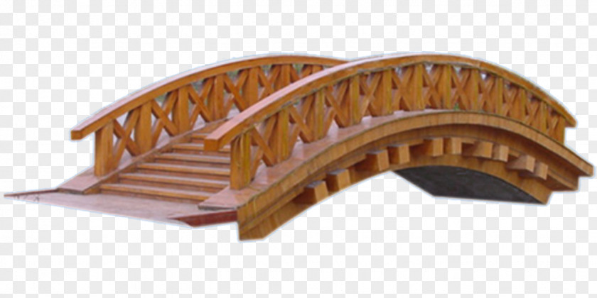 Curved Wood Bridge Stone Arch Bent PNG
