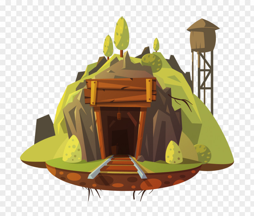 Vector Cave House Coal Mining Stock Illustration PNG