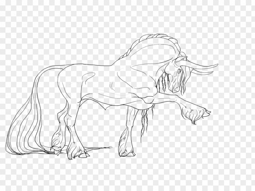 Mustang Pack Animal Wildlife Line Art Sketch PNG