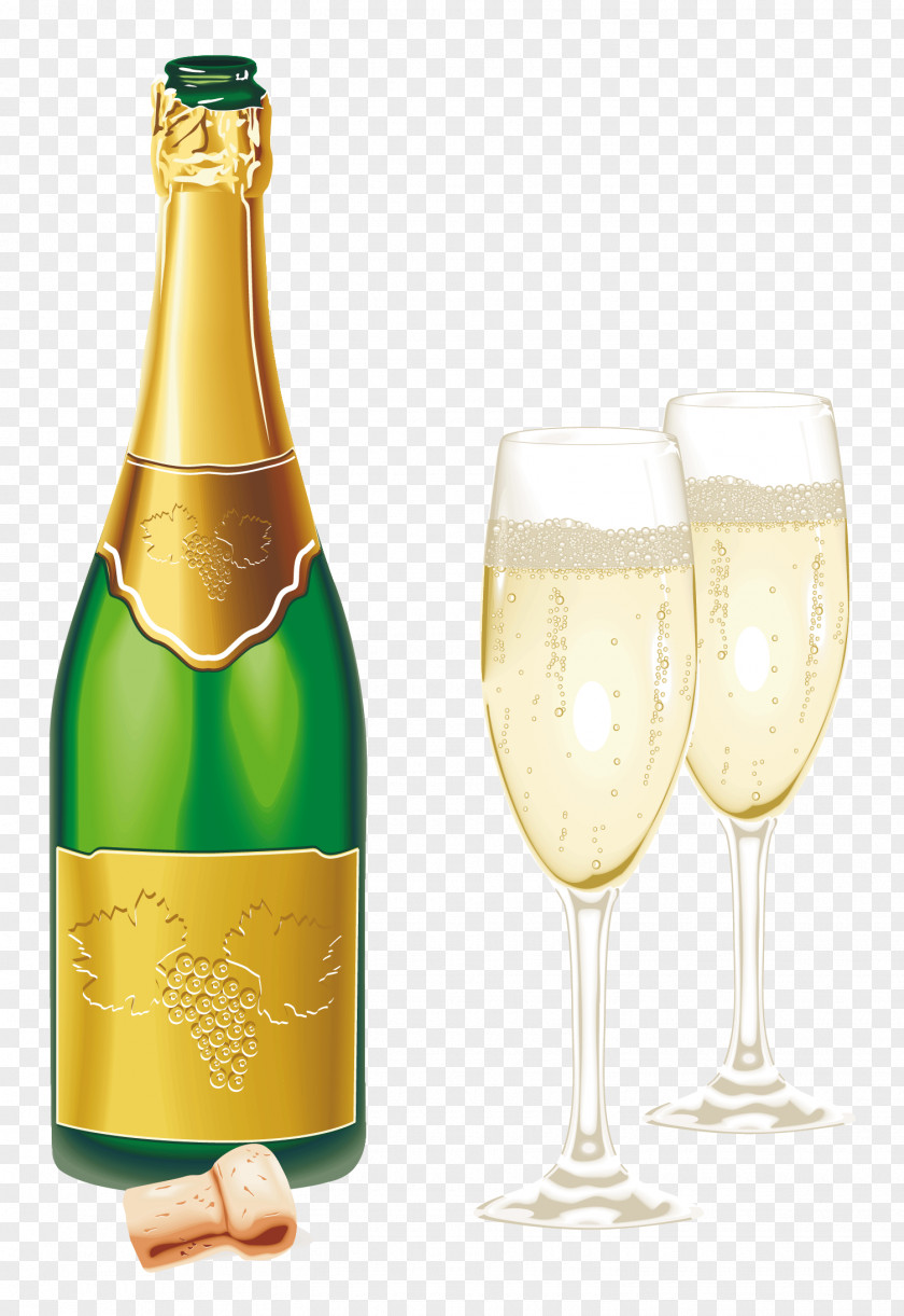 New Year Open Champagne With Glasses Picture Glass Beer Clip Art PNG